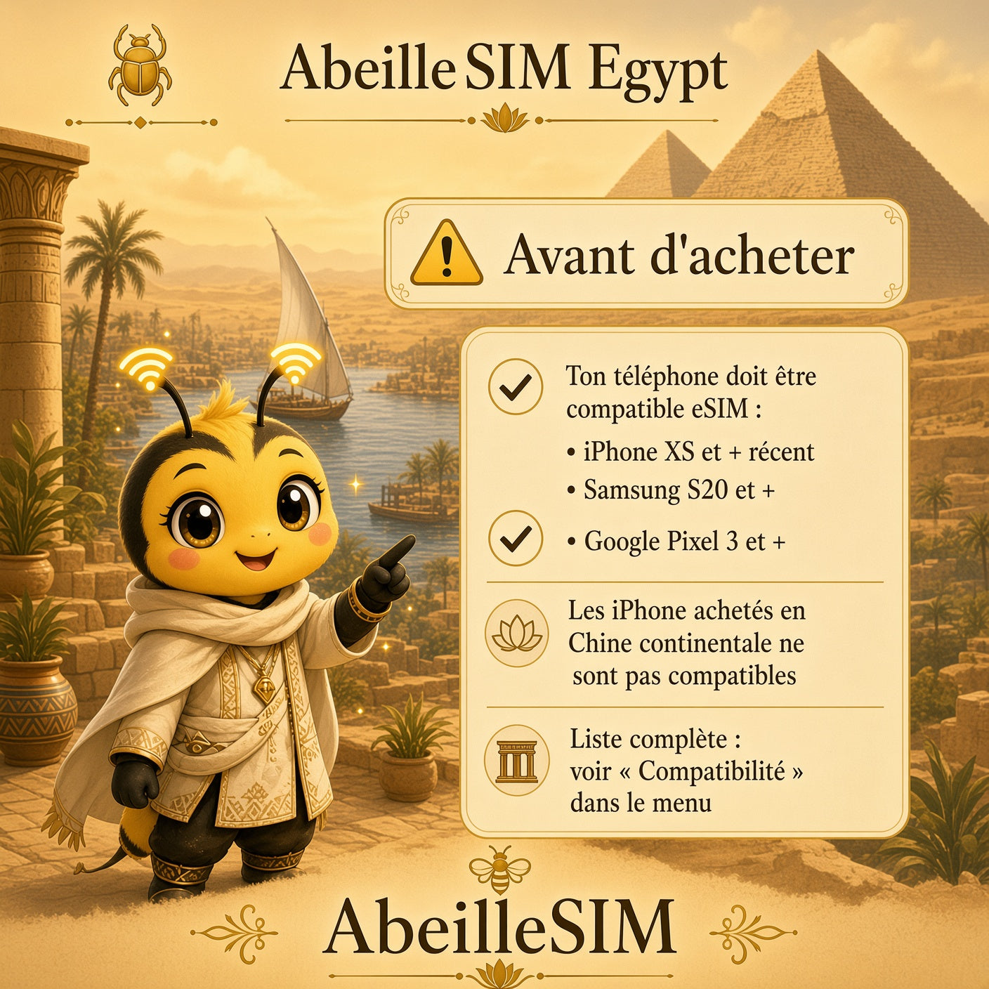 eSIM Égypte 4G/5G · Dès 5,99 € · Activation 2 min