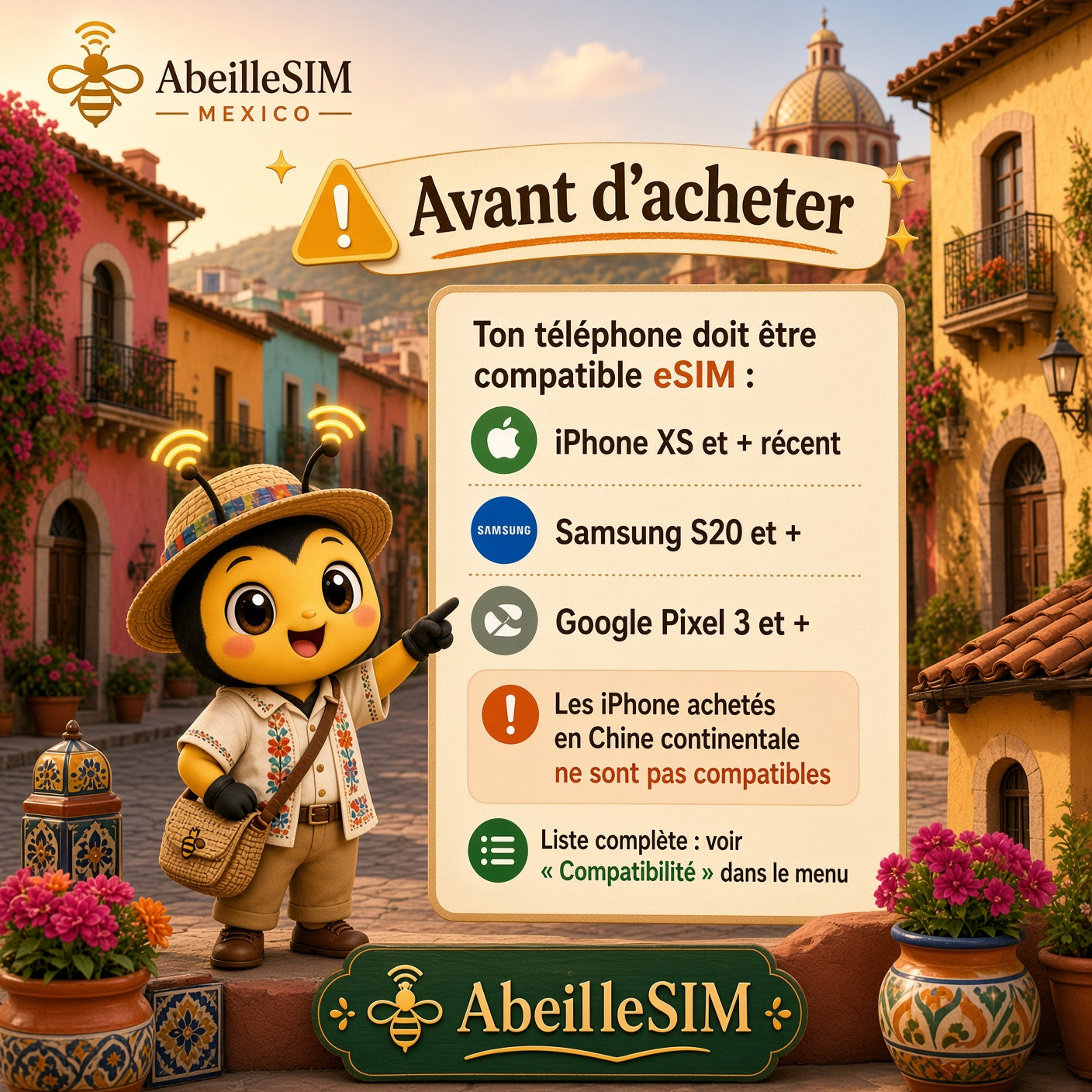 eSIM Mexique 4G/5G · Dès 6,99 € · Activation 2 min