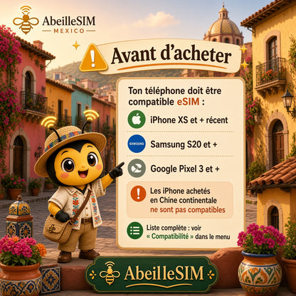 eSIM Mexique 4G/5G · Dès 6,99 € · Activation 2 min