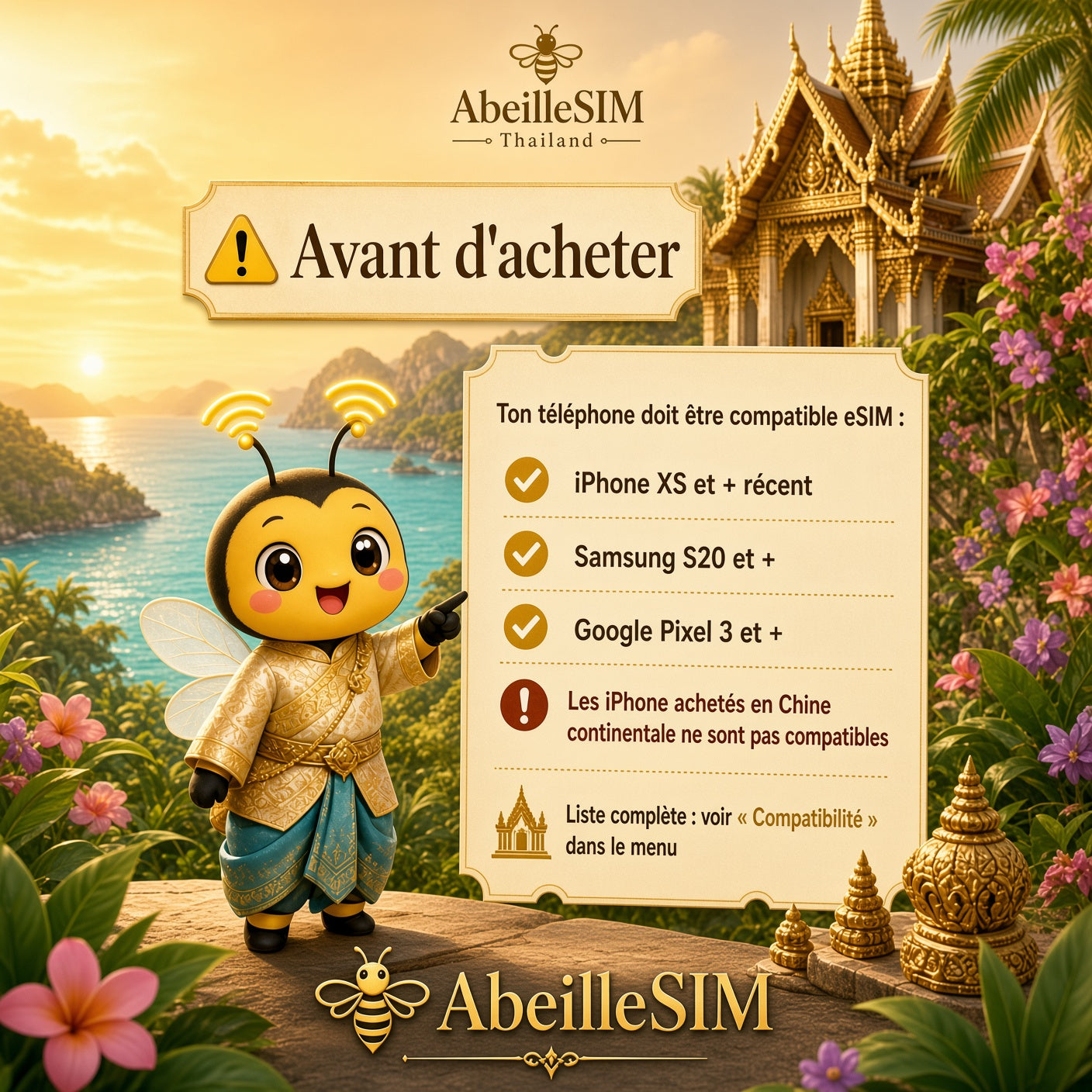 eSIM Thaïlande 4G/5G · Dès 5,99 € · Activation 2 min