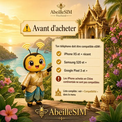 eSIM Thaïlande 4G/5G · Dès 5,99 € · Activation 2 min