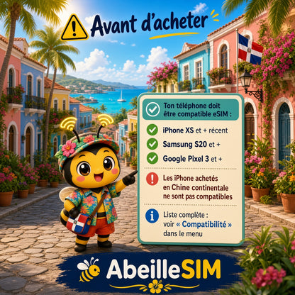 eSIM Rép. Dominicaine 4G/5G · Dès 14,99 € · Activation 2 min