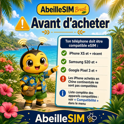 eSIM Brésil 4G/5G · Dès 8,99 € · Activation 2 min