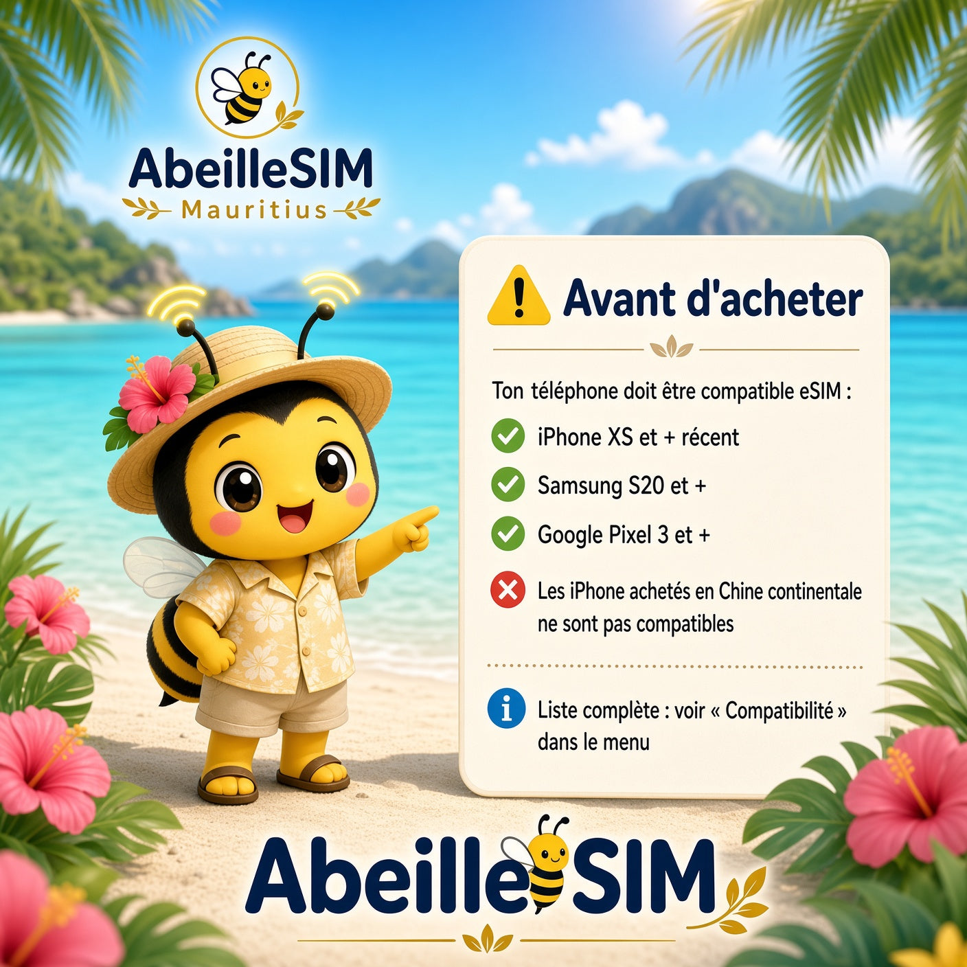 eSIM Maurice 4G/5G · Dès 10,99 € · Activation 2 min