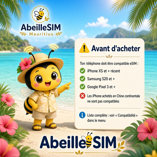 eSIM Maurice 4G/5G · Dès 10,99 € · Activation 2 min