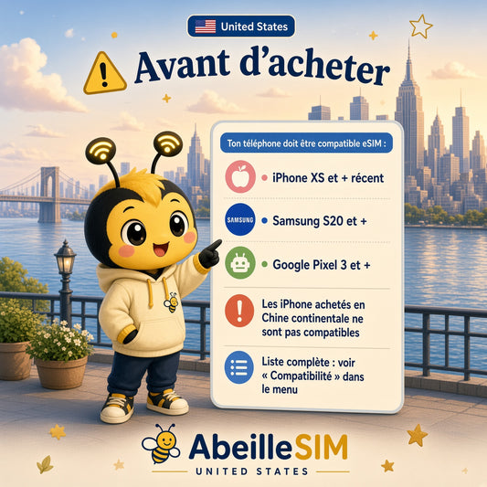 eSIM États-Unis 4G/5G · Dès 5,99 € · Activation 2 min