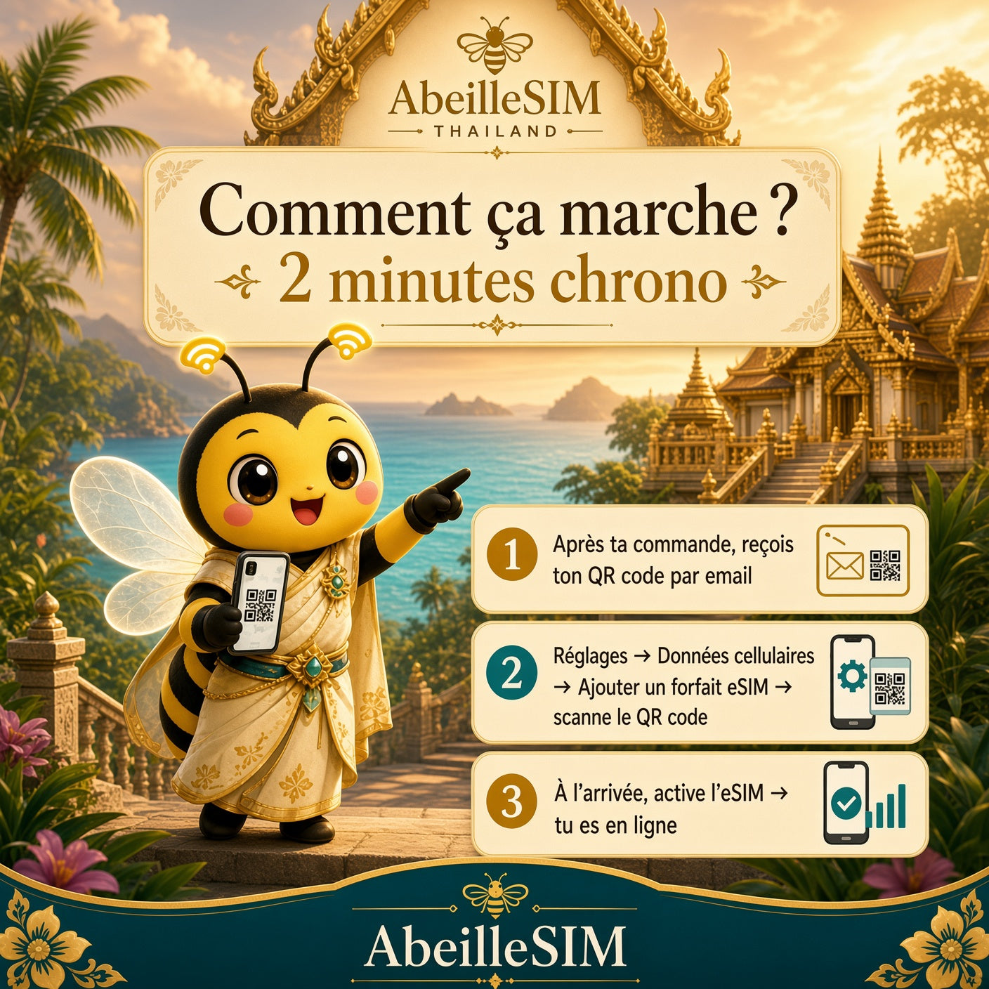 eSIM Thaïlande 4G/5G · Dès 5,99 € · Activation 2 min