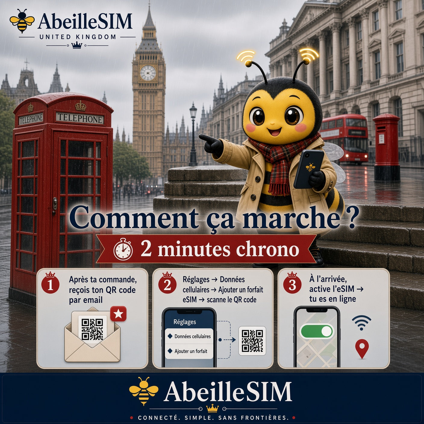 eSIM Royaume-Uni 4G/5G · Dès 5,99 € · Activation 2 min